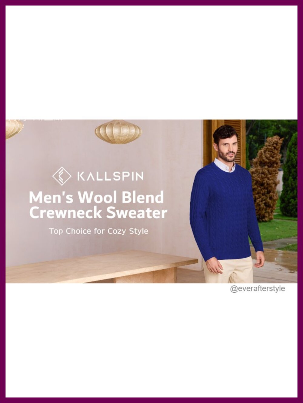 Mens Wool Blend Crewneck Cable Knit Pullover Sweater - Picture 6 of 6